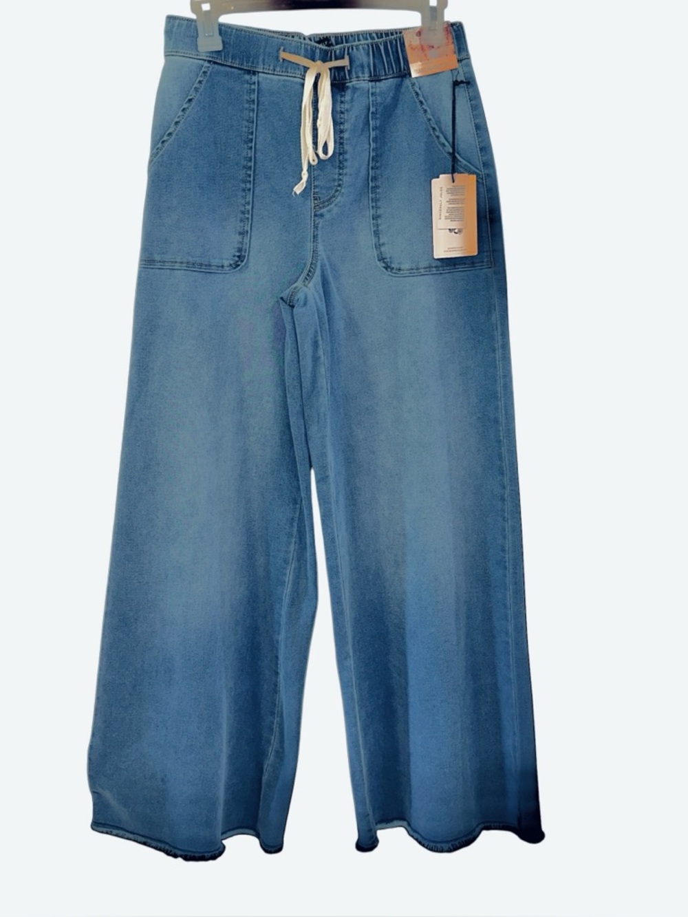 Sincerely Jules NWT Relaxed Sweatpant Jean Wide-Leg Drawstring Raw Hem Size Med